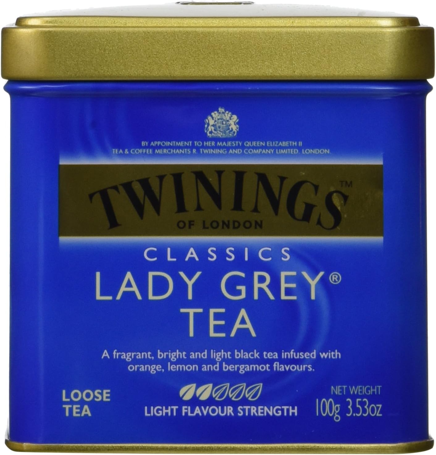 Twinings Lady Grey Loose Leaf Tea, Fragrant, Bright and Light Black Tea Infused with Orange, Lemon, and Bergamot Flavors, Aromatic and Flavorful Blend, 3.53 Oz