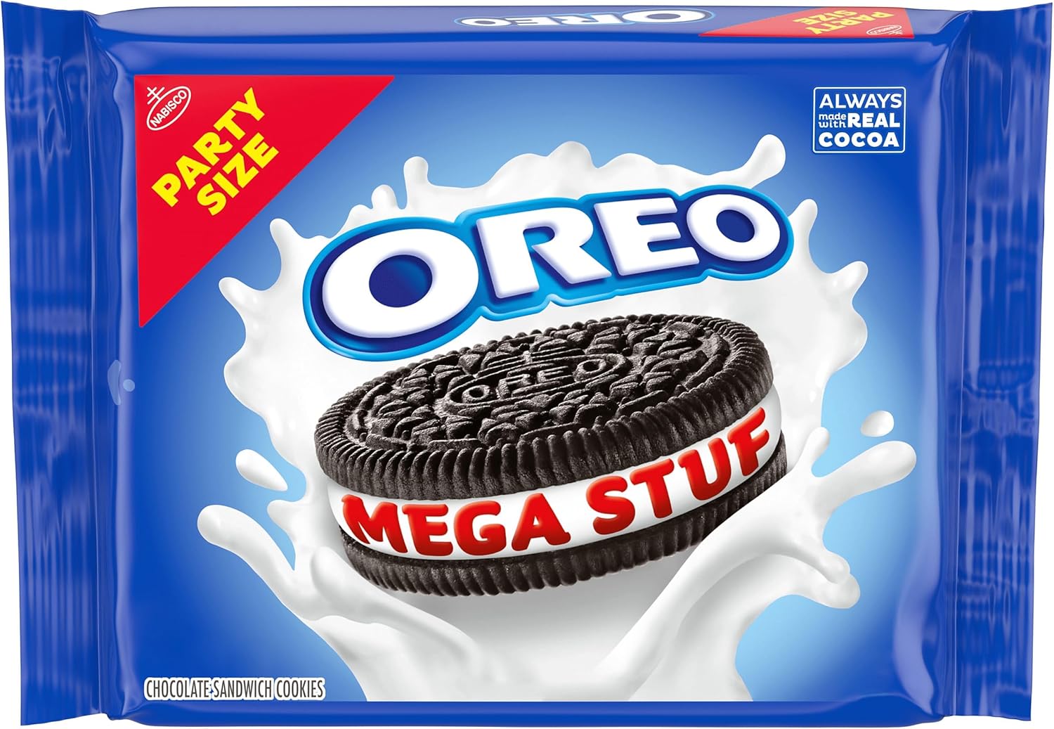 OREO Mega Stuf Chocolate Sandwich Cookies, Party Size, 1 lb 9.35 oz