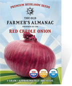 The Old Farmer's Almanac Red Creole Onion Seeds - Heirloom, Non-GMO, Premium Quality, Open Pollinated, Spicy-Sweet Flavor (1 Packet - 1 Gram - Approx 250 Seeds)