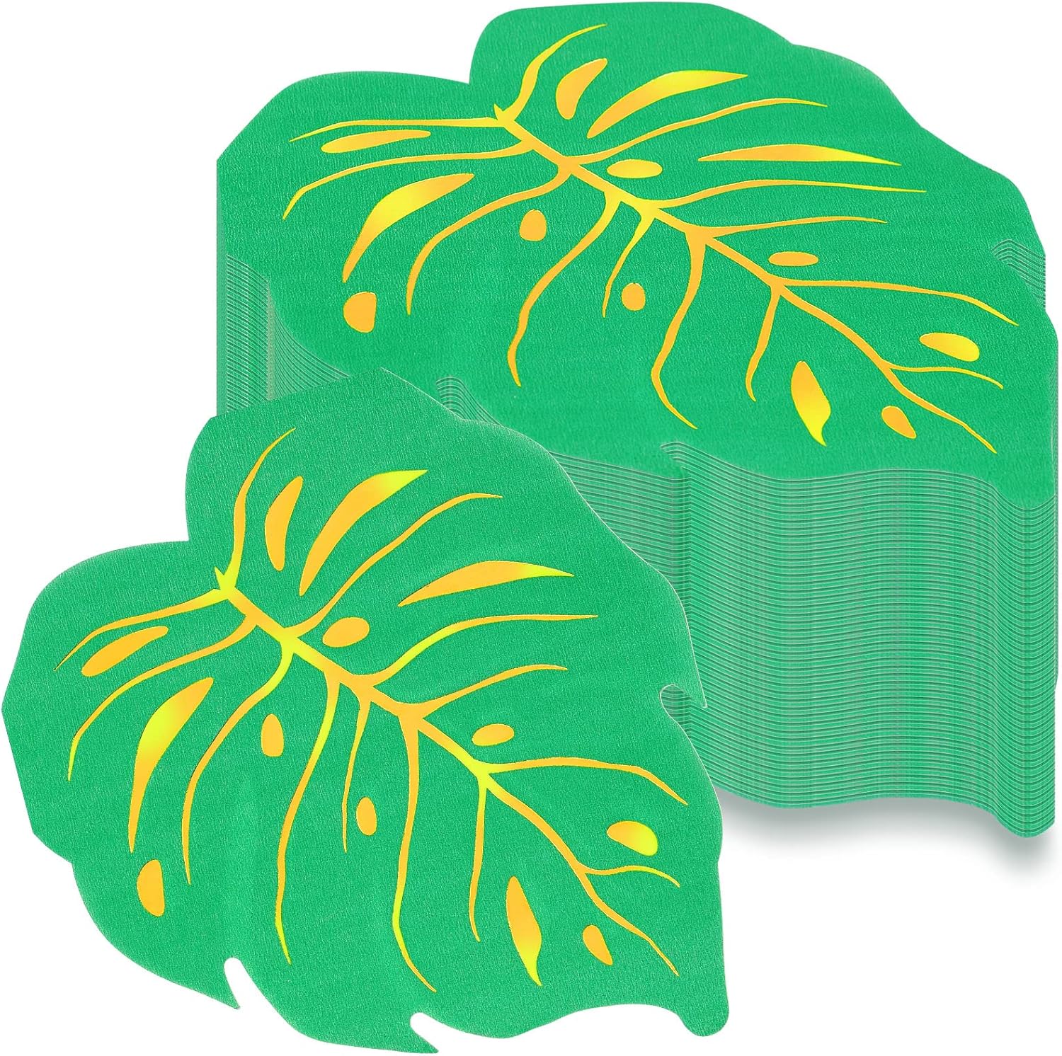 Teling 80 Pcs Tropical Palm Leaf Paper Napkins Bulk Hawaiian Luau Disposable Aloha Napkins Decorative Jungle Green Leaf Hand Towel for Safari Wedding Birthday Party Supplies
