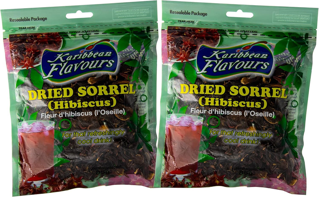 Sorrel Hibiscus Flowers (2 x 3Oz.) Herbal Tea Whole Petal 6 Oz - 100% Natural Dried Raw - Non GMO - Vegan - USFDA Inspected - Makes Refreshing Iced Tea Or Hot Tea