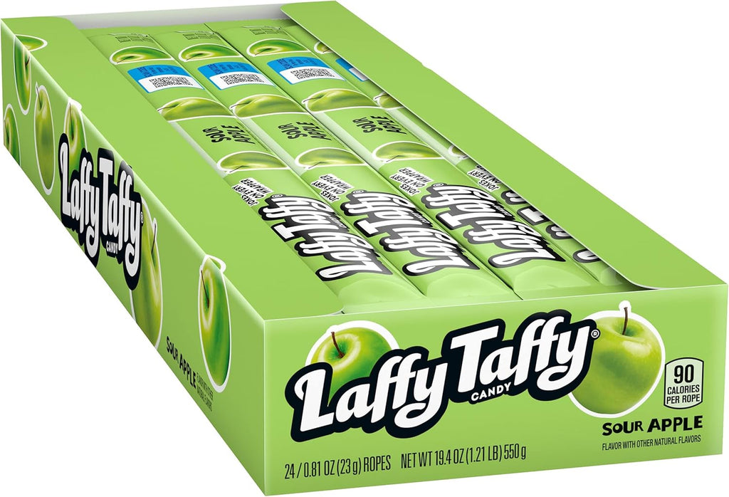 Laffy Taffy Rope Candy, Sour Apple Flavor, 0.81 Ounce Ropes (Pack of 24)