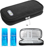 YOUSHARES Insulin Cooler Travel Case - Diabetic Case Insulated Organizer Portable Cooling Bag for Insulin Pen and Medication Diabetic Care Supplies with 2 TSA Approved Ice Pack (Black)