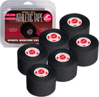 Cramer Athletic Tape 6 Pack, 1.5" x 10 Yards Black, Easy Tear Sports Tape for Ankle, Wrist & Knee, Latex-Free Adhesive, Strong Support, Athletic Training Tape Roll
