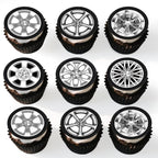48Pcs Edible Tyre Dessert Cupcake Topper Racing Cars Wheels Theme Birthday Party Decorations Supplies