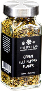 The Spice Lab Green Bell Pepper - Sweet Dehydrated Green Bell Pepper Flakes - French Jar - Kosher Vegan Seasonings - Great for Pizza Seasoning or Taco Seasoning – 5074