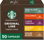 Starbucks by Nespresso Original Line Variety Pack Coffee, 50-count Espresso Pods