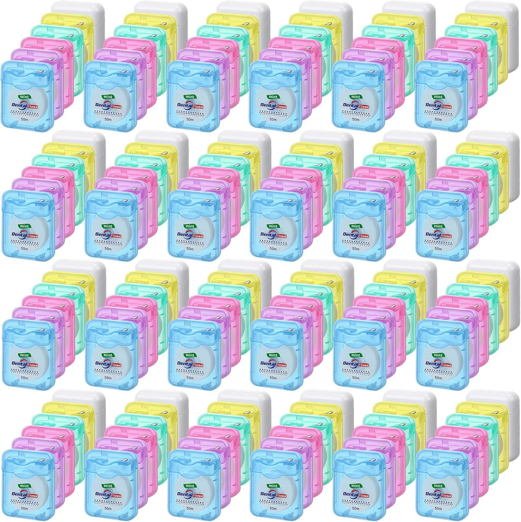 Geiserailie 72 Pack Dental Floss Bulk Mint Flavored 50m Each Travel Dental Floss Waxed Oral Care for Teeth and Gum Protection(Multicolor)