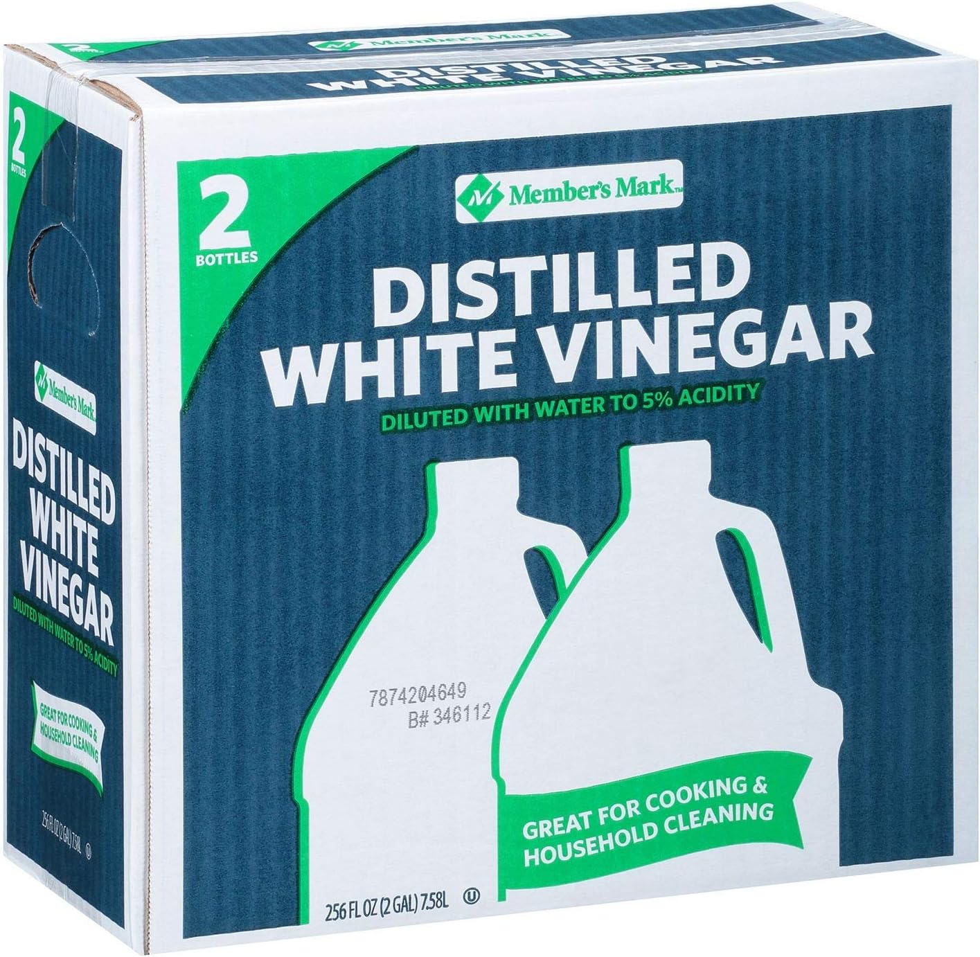 2 Pack Distilled White Vinegar Jug, Total 2 gal