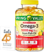 Omega-3 from Fish Oil Heart General & Brain Health Dietary Supplement Softgels, 1000 mg, 120 Count Bundle with Luall's 45 Diabetes Decoded