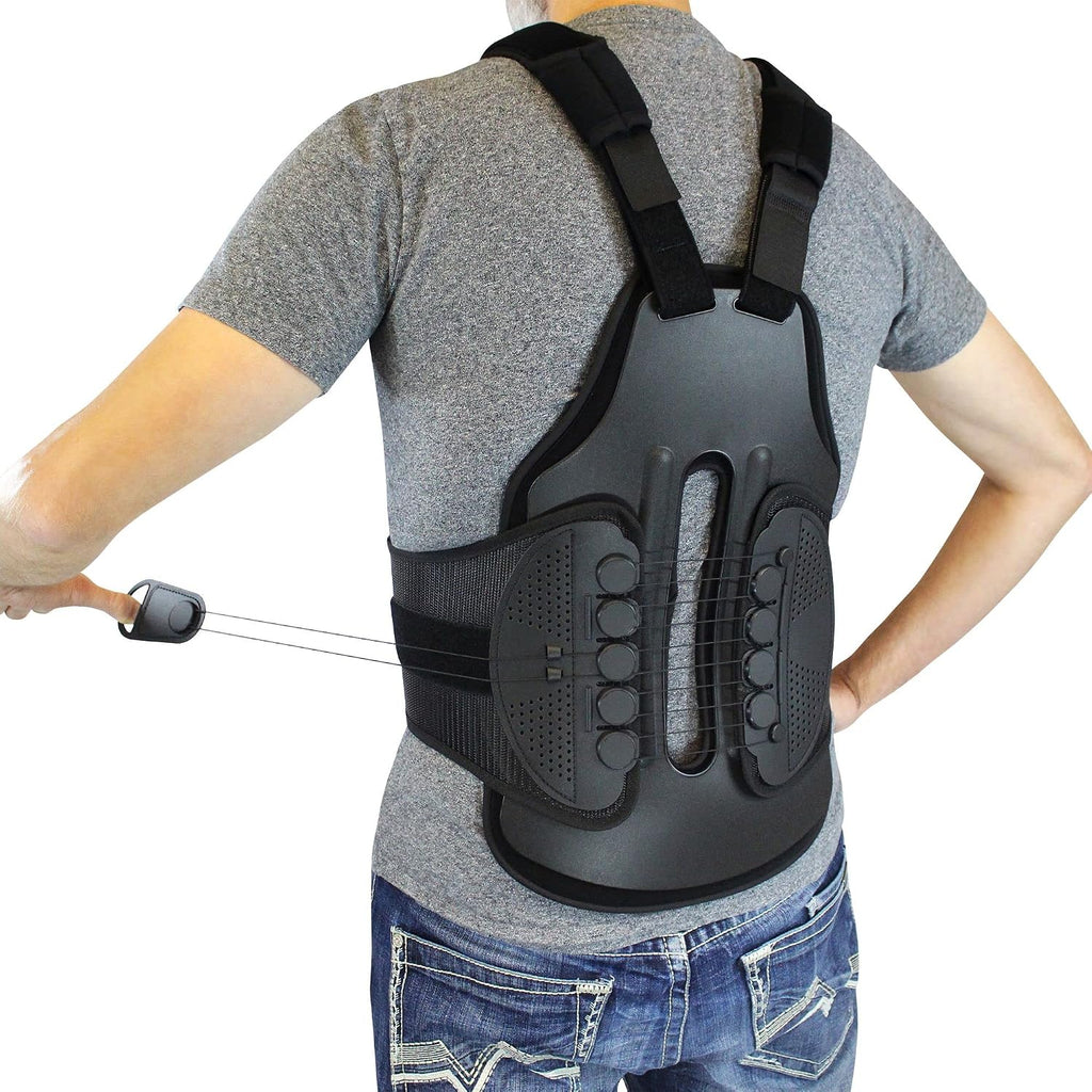 TLSO Thoracic Full Back Brace - Treat Kyphosis, Osteoporosis, Compression Fractures, Upper Spine Injuries, and Pre or Post Surgery with This Hard Lumbar Support for Men and Women (XL)