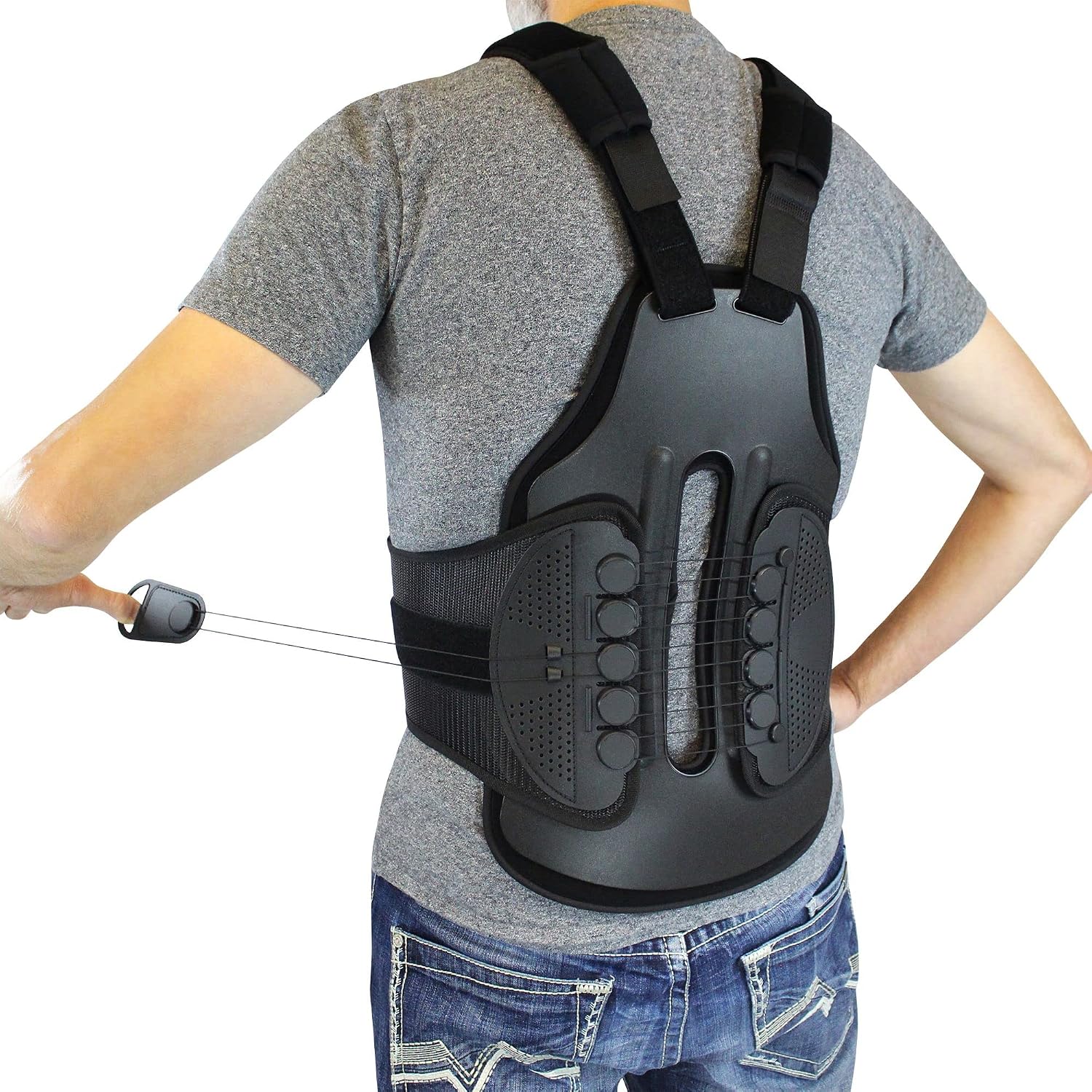 TLSO Thoracic Full Back Brace - Treat Kyphosis, Osteoporosis, Compression Fractures, Upper Spine Injuries, and Pre or Post Surgery with This Hard Lumbar Support for Men and Women (XL)