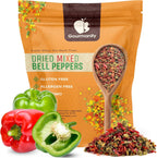 Gourmanity Dried Red and Green Bell Peppers Mix, 32oz Flavorful Diced Peppers Fresh and Appetizing, Perfect for Ramen Toppings Soups Stir-Frys and Stews, All Natural, Packed in a Resealable Bag