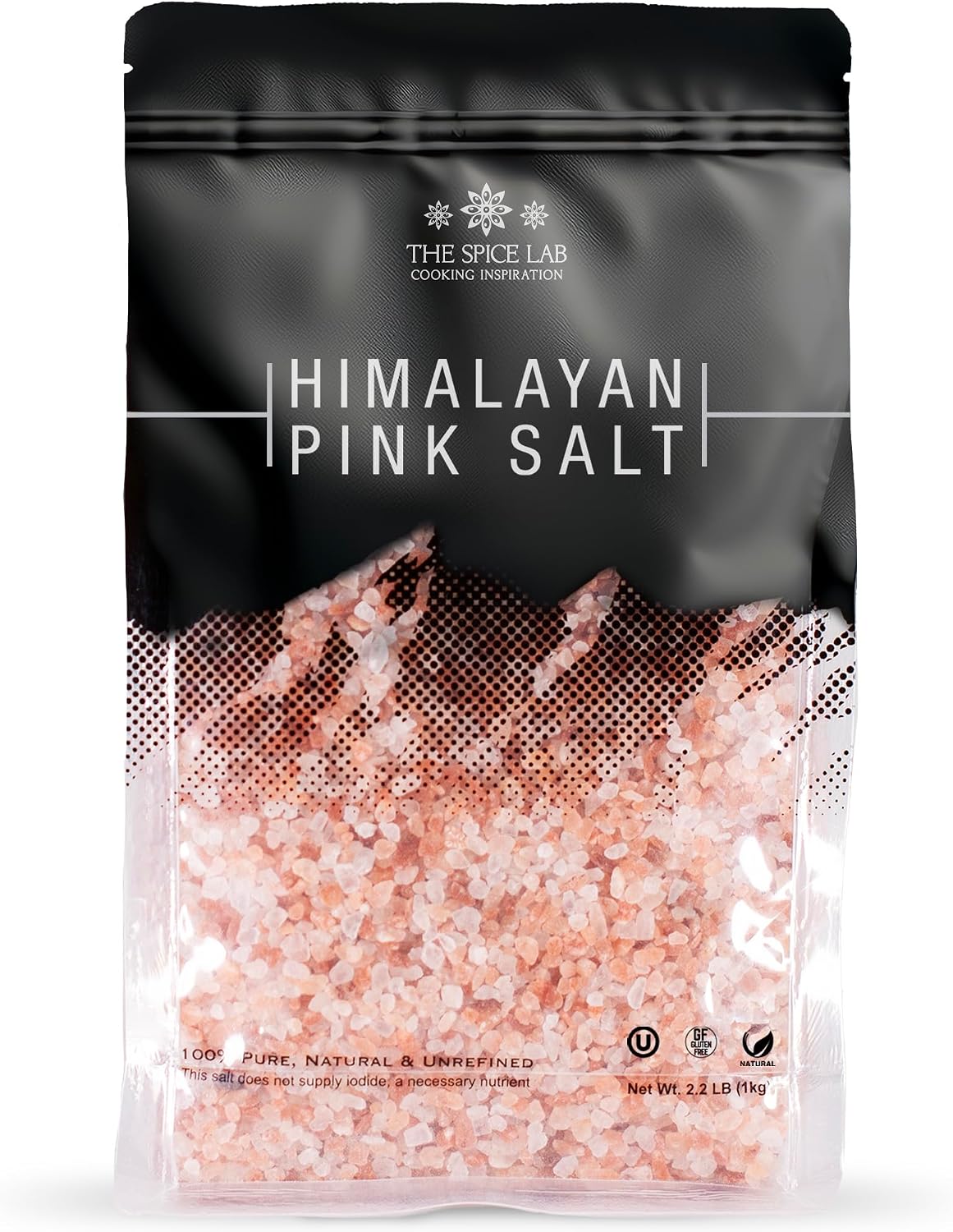 Pink Himalayan Salt - (Coarse Grain) - 2.2 lb Bag - All Purpose Cooking & Grinder Salt - Our Salt will work in a Salt Mill or Salt Grinder - Non GMO, OU Kosher Sea Salt - Nutrient and Mineral Dense for Health - 100% Certified & Tested. By The Spice Lab