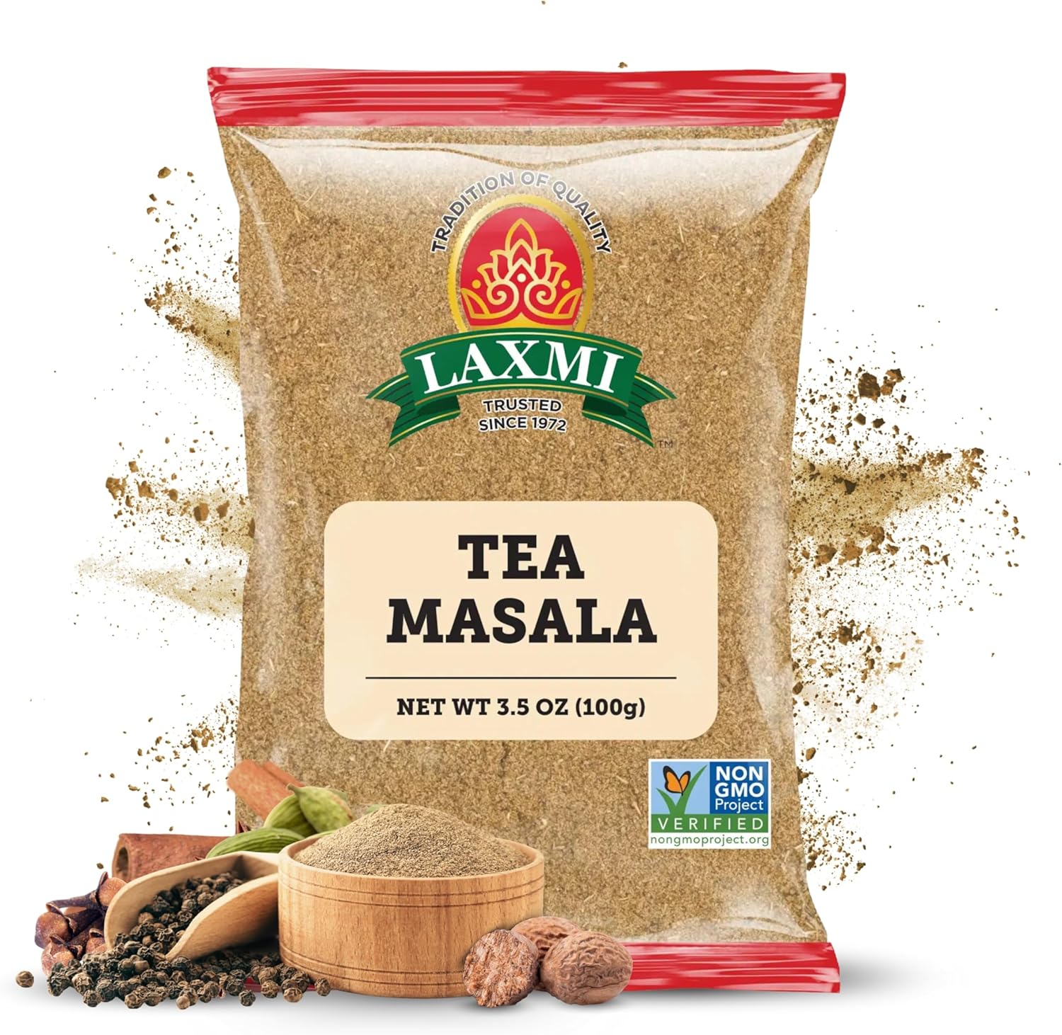 Laxmi Natural Tea Masala - Traditional Indian Tea Masala - 3.5oz (100g)