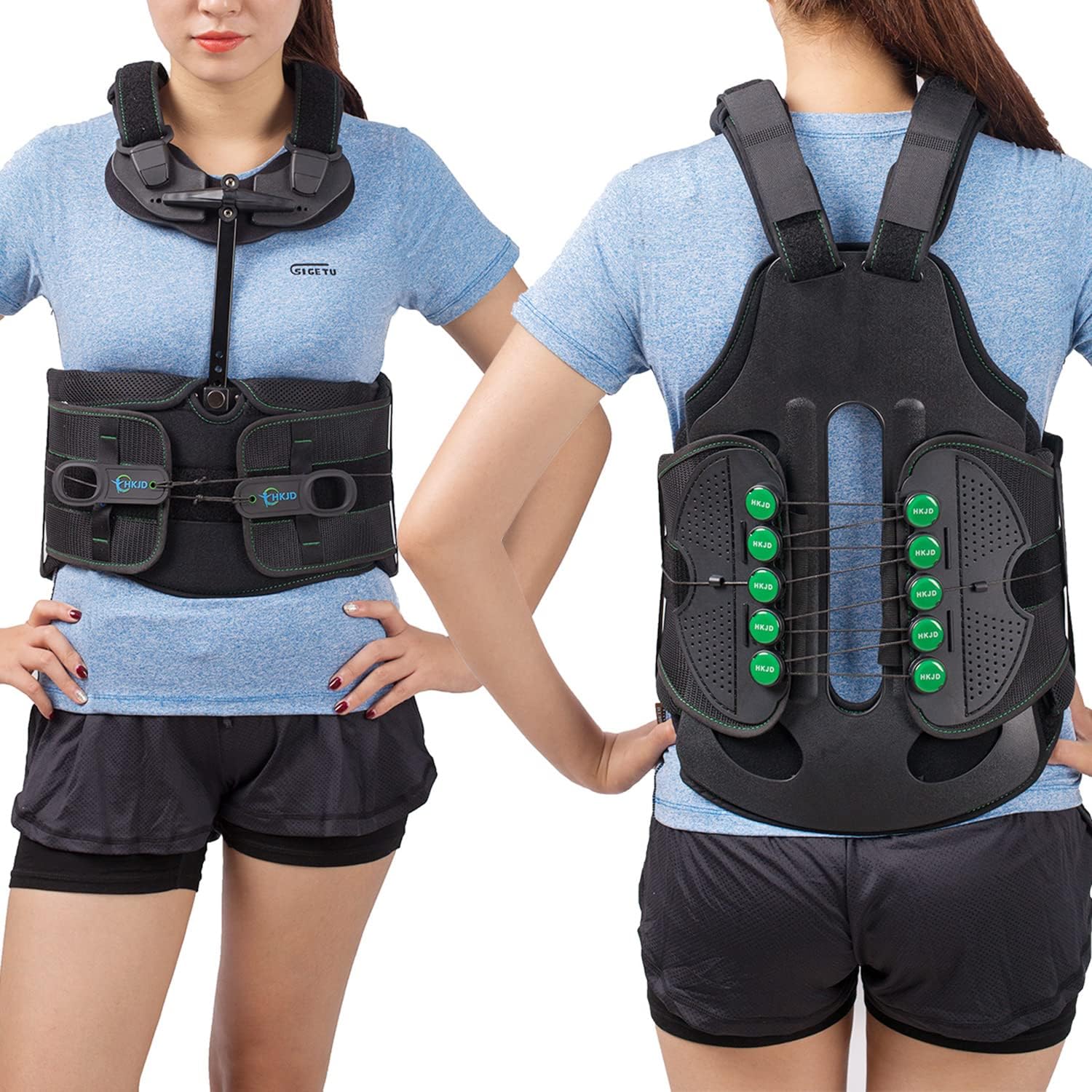 TLSO Thoracic Full Back Brace for Men Women for Kyphosis, Post Op Recovery, Compression Fractures, Scoliosis, DDD, Herniated Discs, Adjustable Thoracic Lumbar Spine Support(Size M)