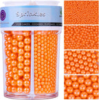 Halloween sprinkles for Cake Decorating, 7.8oz Orange Pearl Sprinkles 4 Sizes Mix for Cake Cupcake Cookie Baking Donuts Ice Cream Toppings