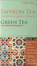 Taja Saffron Tea - Saffron & Mango Fusion Green Tea, Mood Boosting, Detox, Revive and Refresh Blend, Caffeinated | Gluten Free | Kosher, 20 Tea Bags