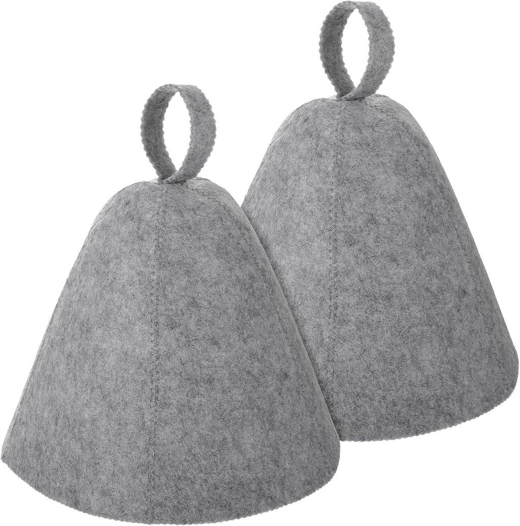 Lusofie 2 Pcs Sauna Cap for Spa with Hanging Loop - Felt Wool Sauna Hat for Women Men - Insulating Headgear for Steam Room Banya Bathhouse