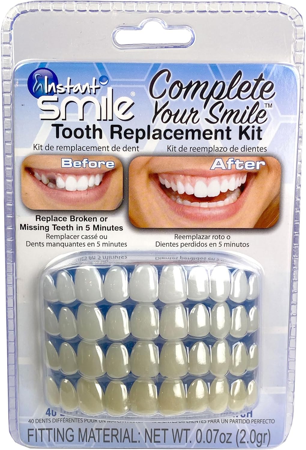 Instant Smile Complete Your Smile Temporary Tooth Replacement Kit - Replace a Missing Tooth in Minutes - Patented