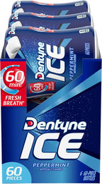 Dentyne Ice Peppermint Sugar-Free Chewing Gum, 6 Bottles of 60 Pieces (360 Total Pieces)