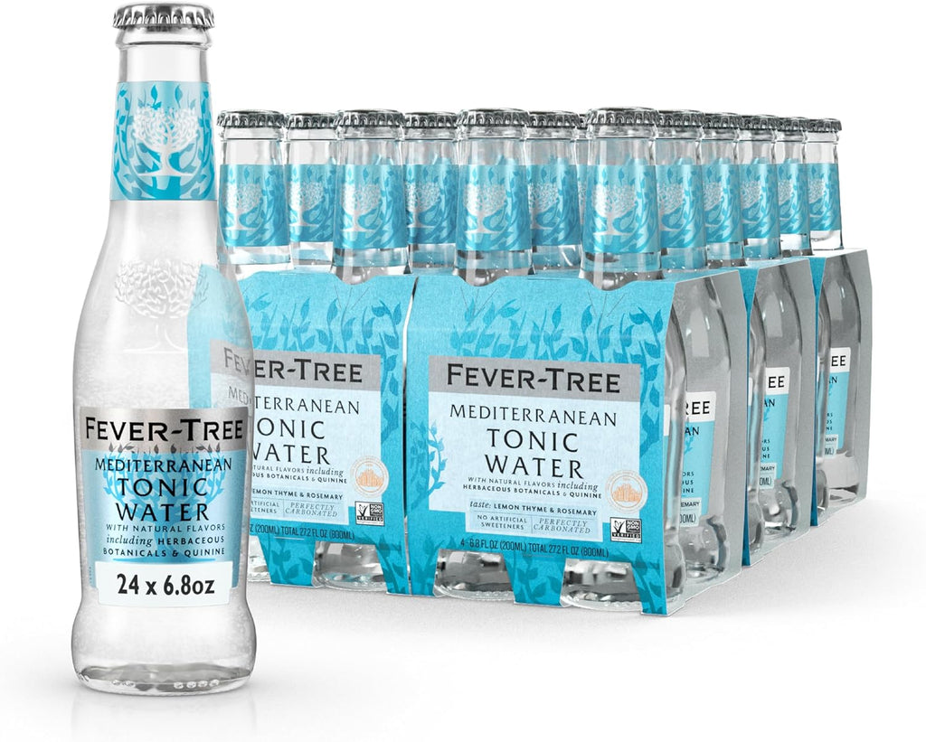 Fever-Tree Mediterranean Tonic Water – Premium Mixer for Cocktails and Mocktails, 6.8 fl oz Bottles, Pack of 24 – Naturally Sourced, Non-GMO