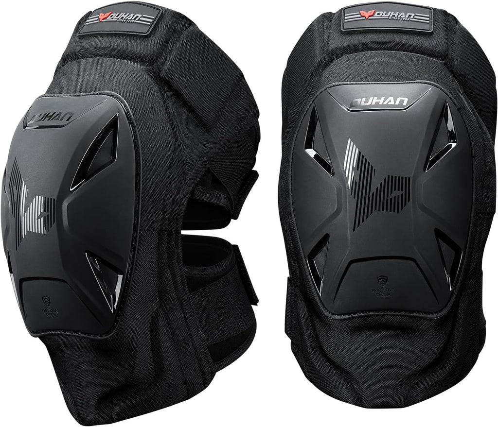 DUHAN Motorcycle Knee Pads for Men & Women - Motocross, Dirt Bike, MTB, Skateboarding Protective Gear - CE Level 1 Certified - Black