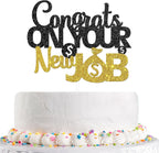 Congrats on Your New Job Cake Topper, Gold Black Glitter, New Job Who Dis Cake Decorations, Congratulations New Job Going Away Party Decoration Supplies