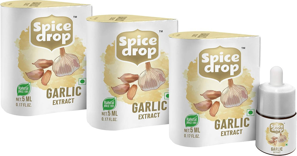 Spice Drop Natural Garlic Extract, for Soups, Pastas , Salads, 180 drops, pack of 3