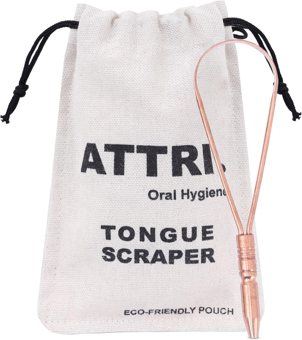 100% Pure Copper Single Handle Tongue Scraper Eco-Friendly Pouch for Adults and Kids - Durable Tongue cleaner Copper - Tough Scraper Oral Care & Hygiene-Unique design