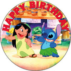 7.5 Inch Lilo Kids Fun Cake Topper – Round Edible Birthday Cake Decorations, Happy Birthday Cake