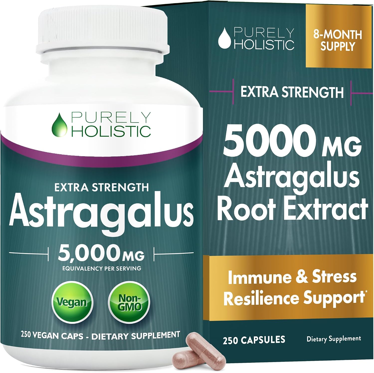 Astragalus Root | 8 Month Supply | Immune & Energy Support | 20:1 Astragalus Extract with 70% Polysaccharides | High-Concentration Adaptogen Support for Vitality | Vegan & Non-GMO | 250 Capsules