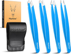 MARKHOR® Royal Blue Eyebrow Tweezers for Women Facial Hair, Splinter and Ingrown Hair Removal Tweezers Set, Professional Pointed and Slant Tweezers for Eyebrows, Precision Tweezers for Eyebrows