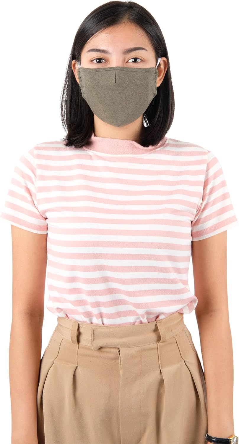LOFBAZ 3 Pack Adult Cotton Cloth Face Coverings Washable Reusable with Filter Pockets
