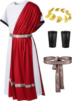 Men's Toga Costume - Greek God Roman Cosplay Outfit Halloween Robe Accessories Set