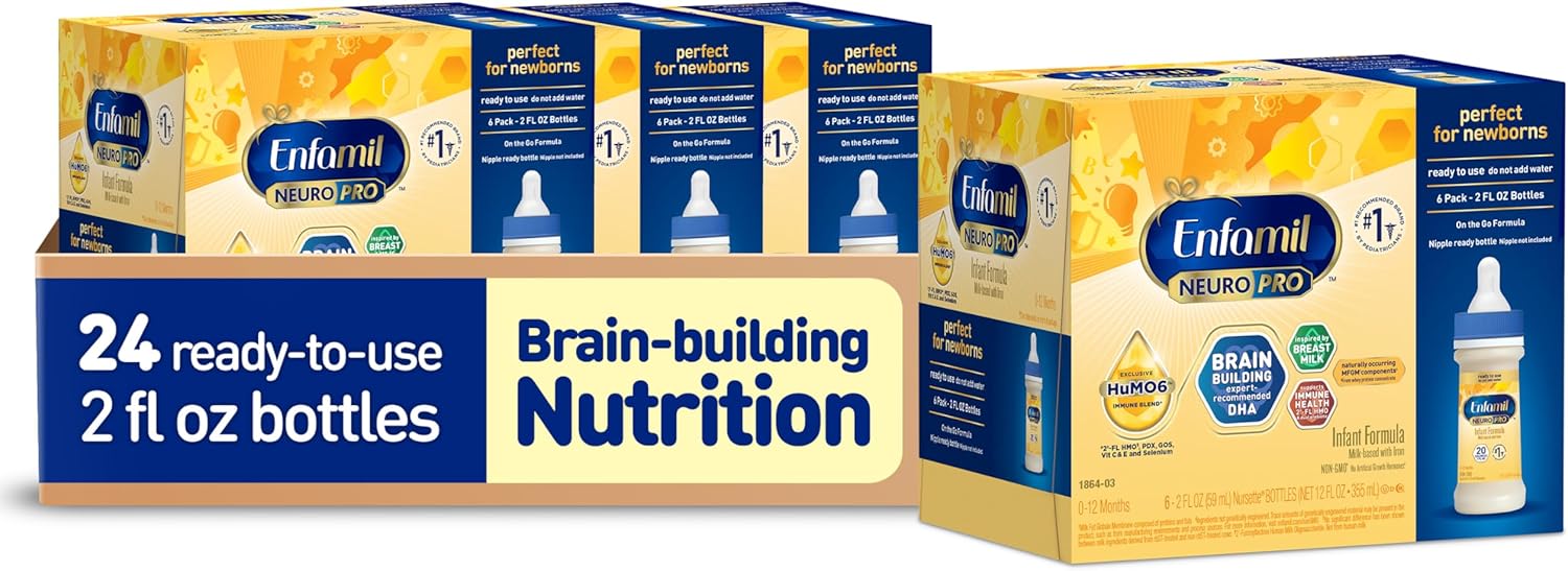Enfamil NeuroPro Baby Formula, Brain Building Duo DHA & MFGM, Exclusive Immune Supporting HuMO6 Blend, Powder Infant Formula, Baby Milk, 2 Fl Oz, 24-Pack