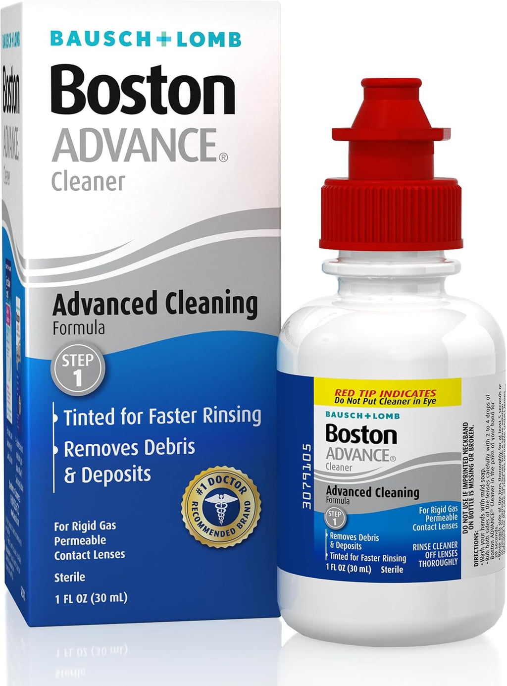 Boston Advance Contact Lens Solution, Advanced Cleaning Formula for Rigid Gas Permeable (RGP) Lens, Removes Debris & Deposits, 1 Fl Oz