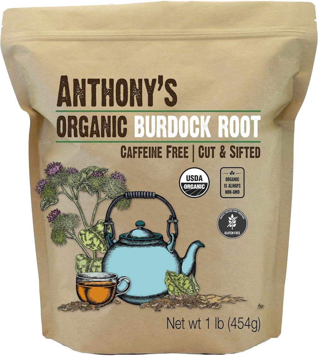 Anthony's Organic Burdock Root, 1 lb, Gluten Free, Cut & Sifted, Non GMO, Caffeine Free
