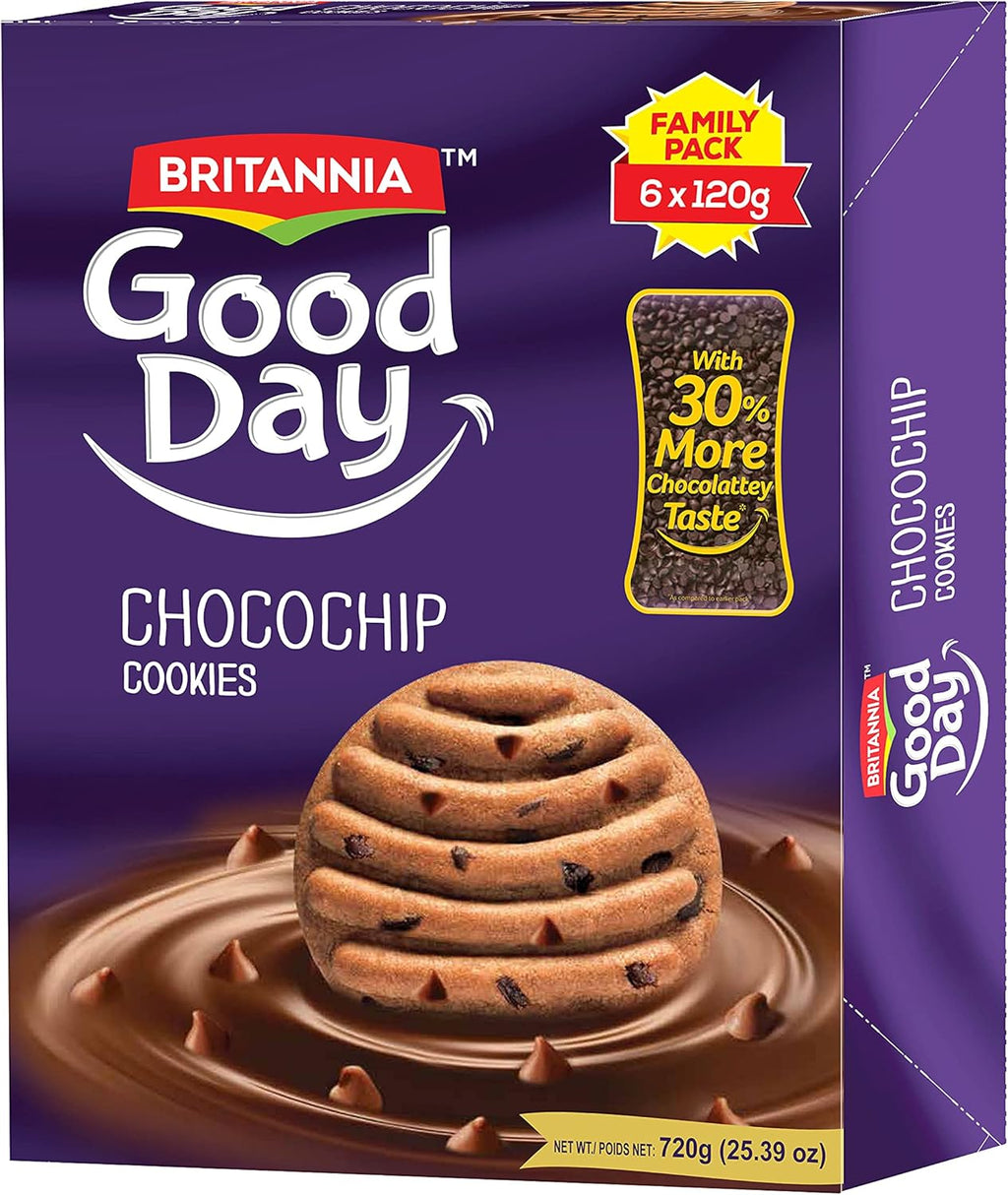 Britannia Good Day Choco Chips Cookies 25.39oz (720g) - Breakfast & Tea Time Snacks - Delicious Grocery Cookies (Pack of 1)