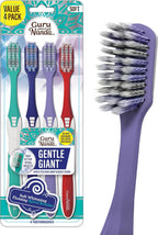 GuruNanda Gentle Giant Toothbrush with Dual Action Flossing Spiral Bristles, Non-Slip Ergo Dexa Grip, Helps in Teeth Whitening, BPA Free, (4 Count)