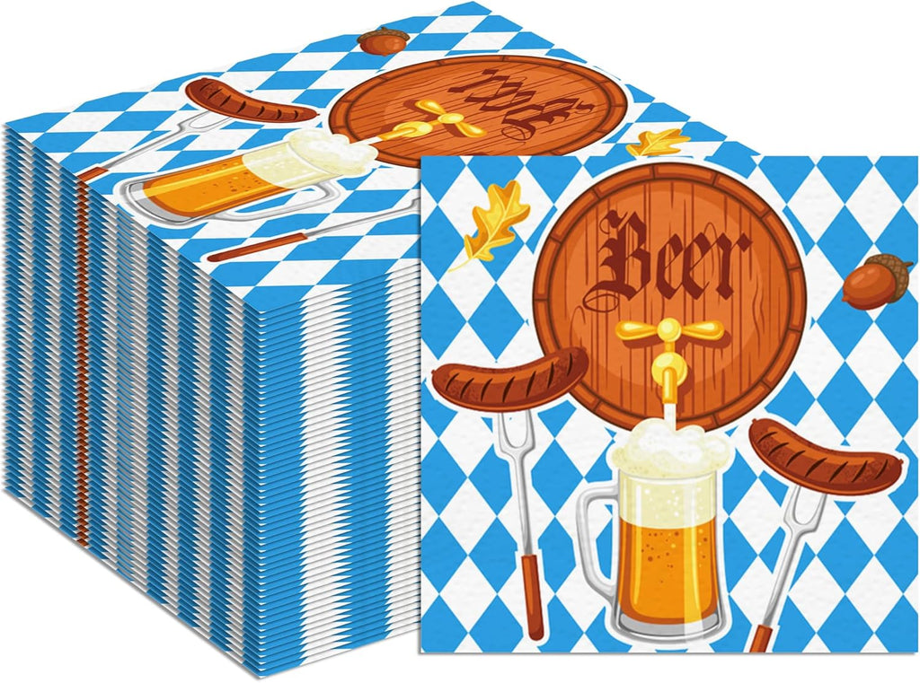 120Pcs Oktoberfest Napkins Happy Oktoberfest Theme Napkins Paper Luncheon Napkins Disposable Paper Hand Towels for Festival Dinner Party (6.5x 6.5 Inch)
