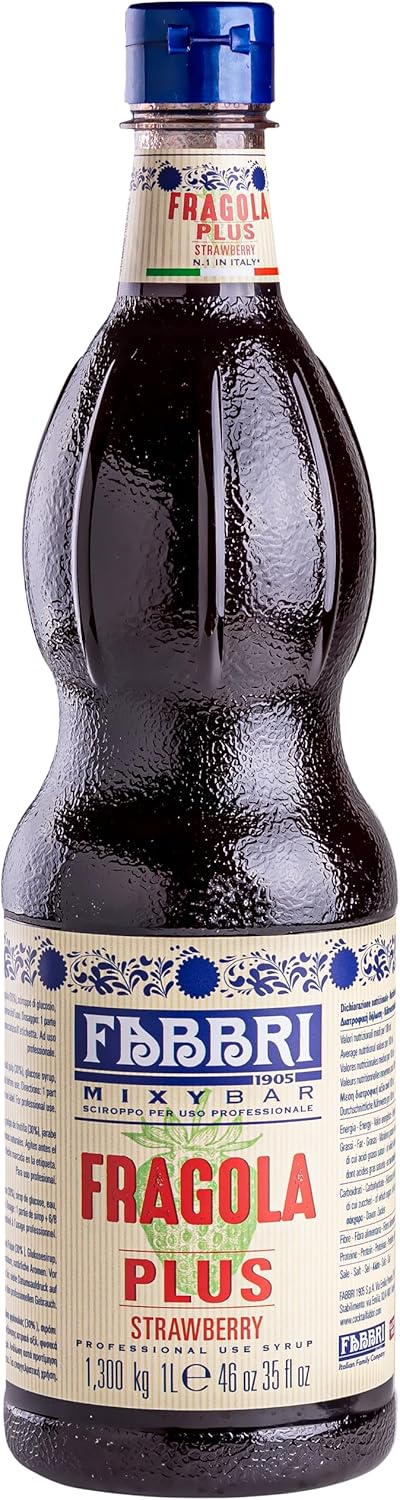 Fabbri Premium Flavoring Syrup, Strawberry, New Enhanced Flavor, All Natural, Made in Italy, 33.8 Ounce (1 Liter)
