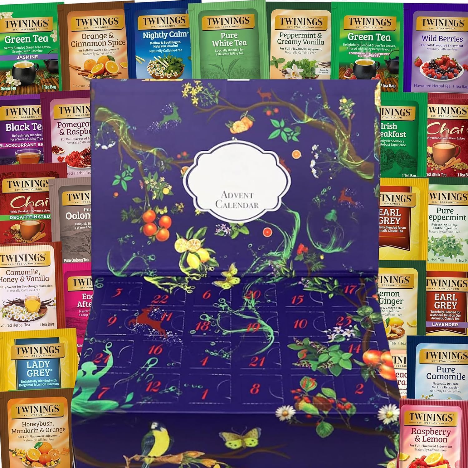 Twinings Gift Advent Calendar Box, Tea Bags Sampler Assortment Variety Pack (24 Count) 24 Different Flavours for Her Him Women Men Tea Lovers Couples Family Friends Coworkers