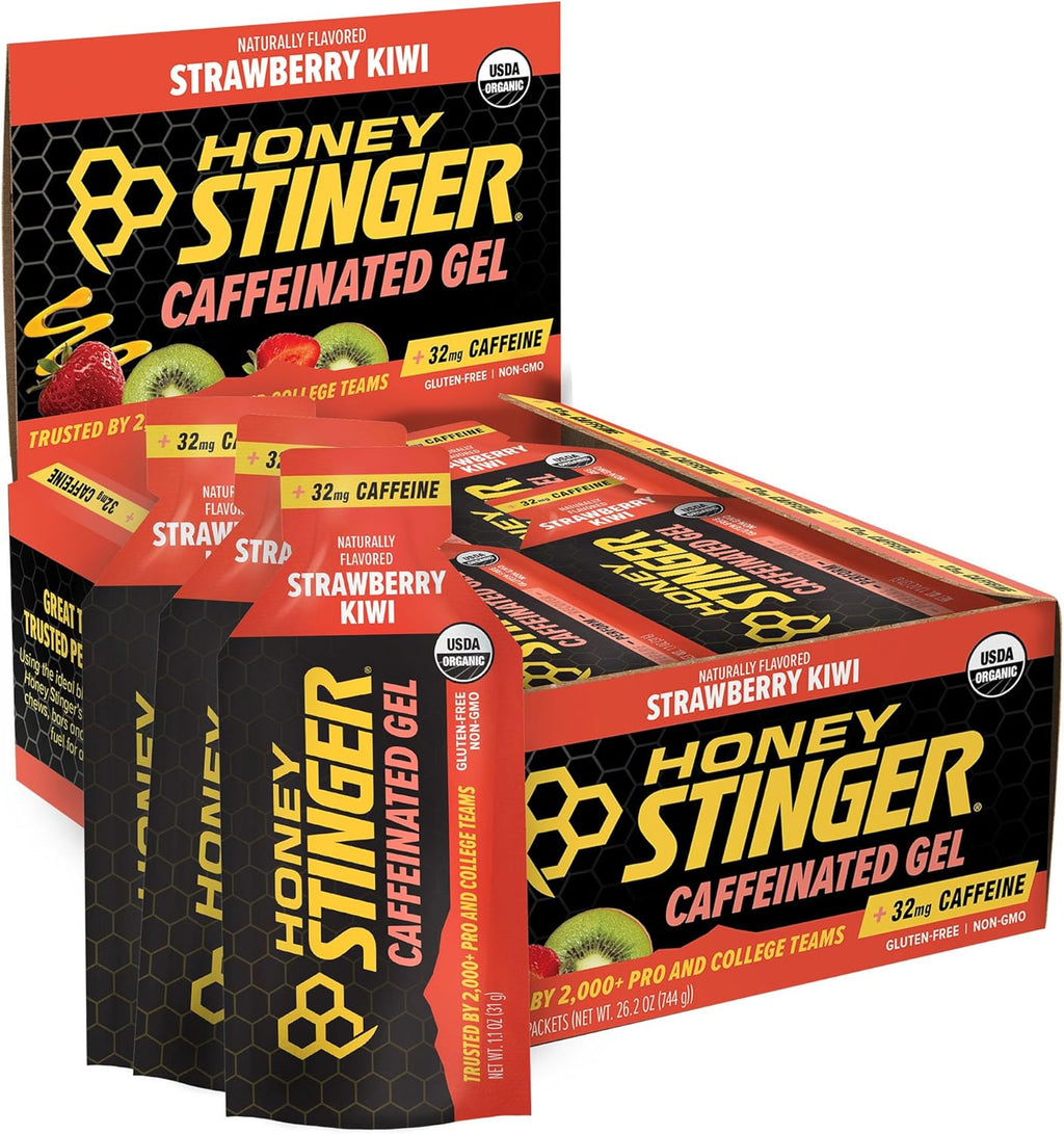 Honey Stinger Strawberry Kiwi Energy Gel, Caffeinated & Gluten Free with Organic Honey, for Exercise, Running and Performance, Sports Nutrition for Home & Gym, Pre and Mid Workout, 24 Pack