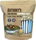 Anthony's Premium Nutritional Yeast Flakes, 10 oz, Non Fortified, Batch Tested Gluten Free, Non GMO