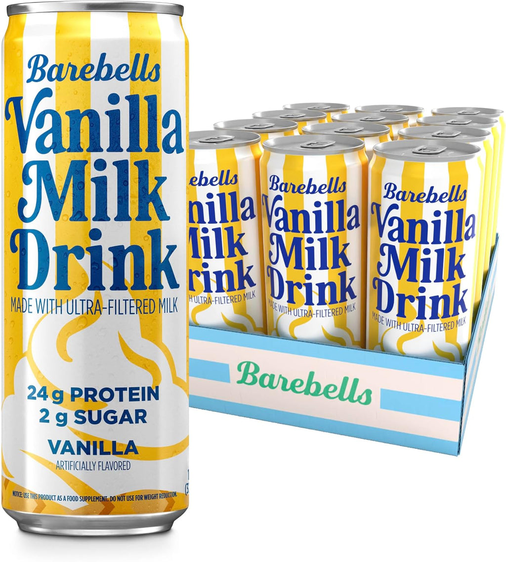 Barebells Vanilla Milk Drink – 24g Protein, No Added Sugar, High Protein Vanilla Shake, Ultra-Filtered Milk, Creamy Flavor – 11.2 fl oz (330ml), 12 Count