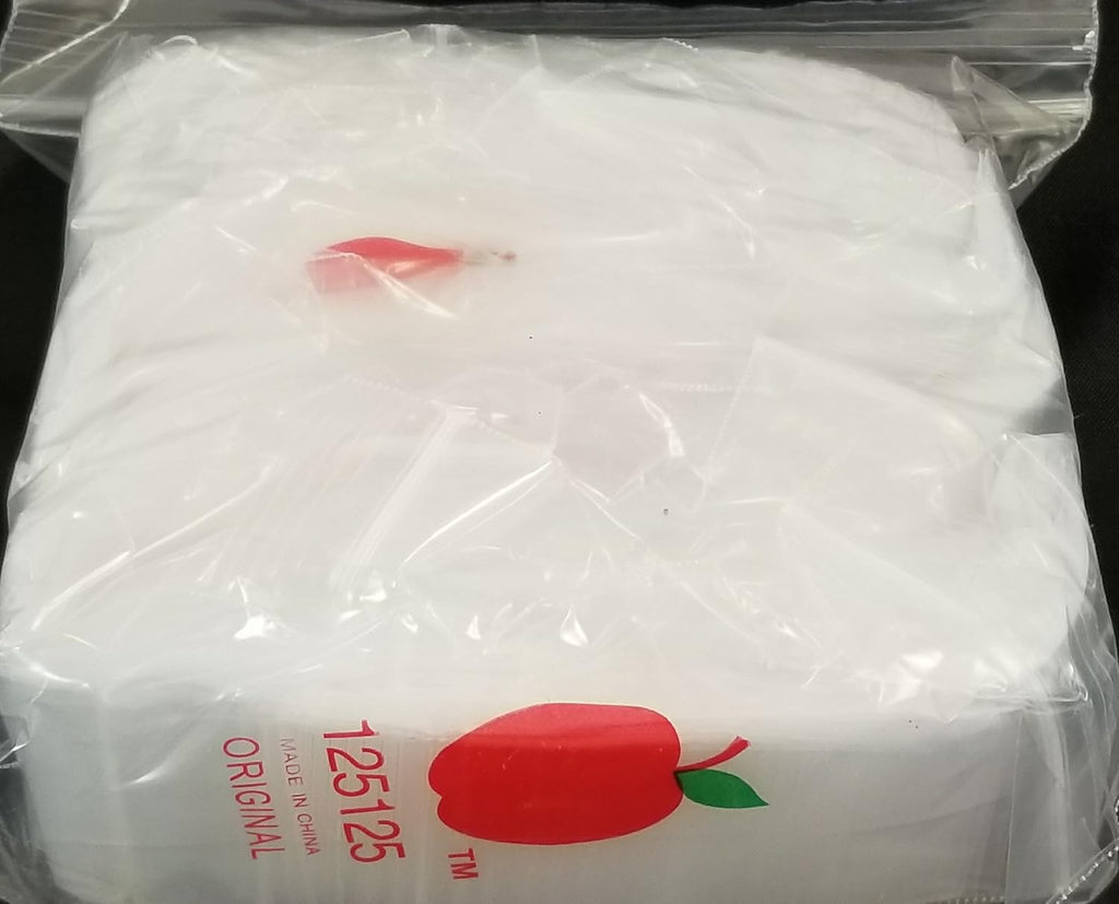 125125 Mini Apple Brand Bags 1000 Resealable Baggies 1.25" X 1.25" Bulk (Clear)