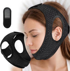 Chin Strap for Sleeping, Effective Anti Snoring Devices, Airflow Jaw Strap for Sleep Apnea Breathable and Comfortable, Adjustable Anti Snoring Chin Strap AABB