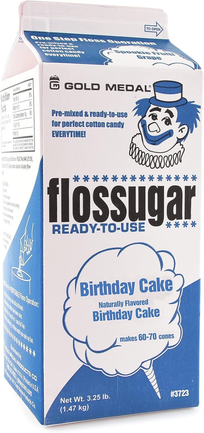 Snappy Gold Medal Birthday Cake Candy Floss Sugar, 52 Oz - 1/2 Gallon, Package May Vary