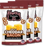 Knotty Pretzels - "The Official Pretzel of Beer" 7.5 Ounce Individual Seasoned Pretzel in Resealable Snack Bags - Smokey Cheddar Bacon (3 Pack)